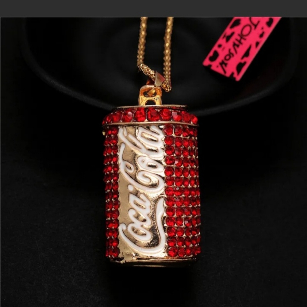 Betsy Johnson coke cola rhinestone necklace